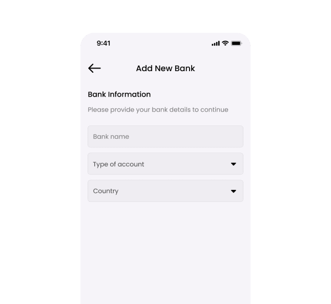 Add new bank screen