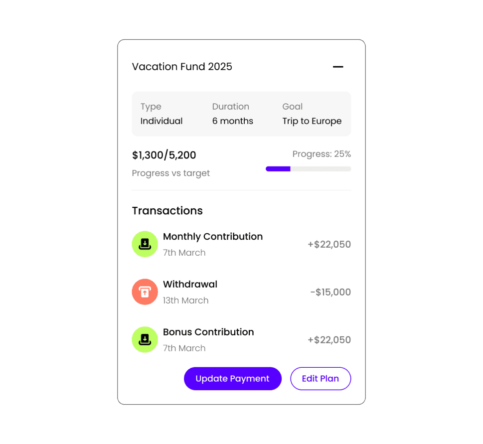Plan details screen