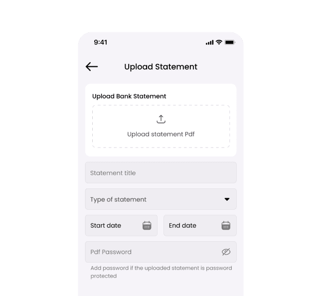Upload statement screen