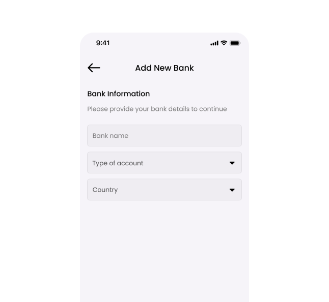 Add new bank screen
