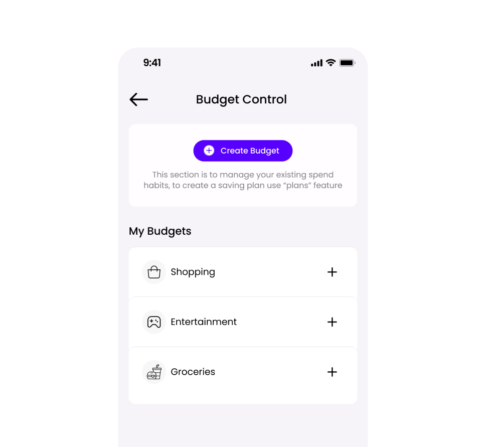 Budget control screen