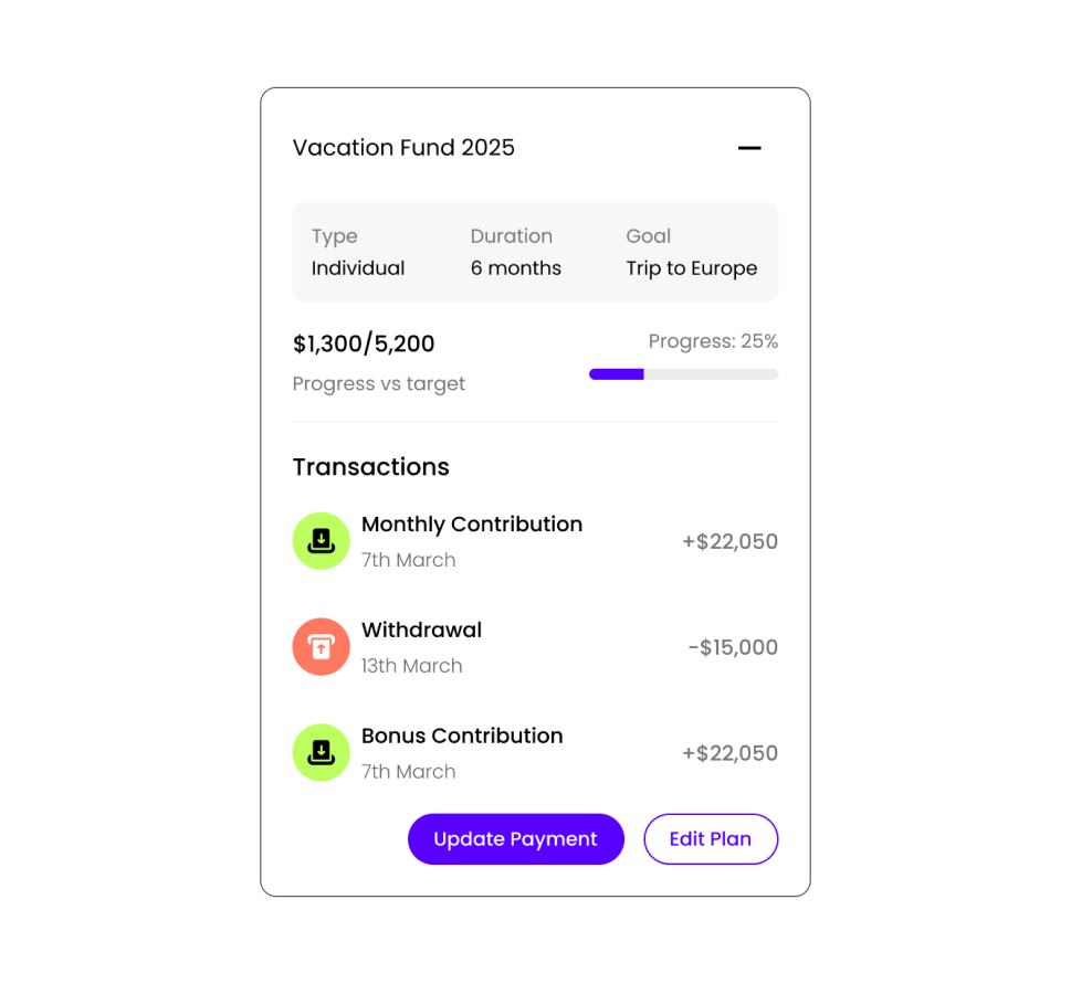 Plan details screen