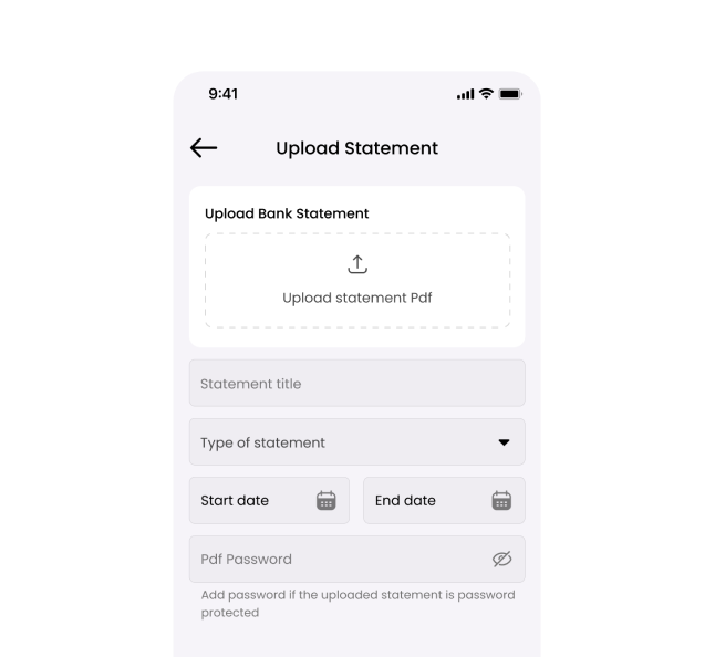 Upload statement screen
